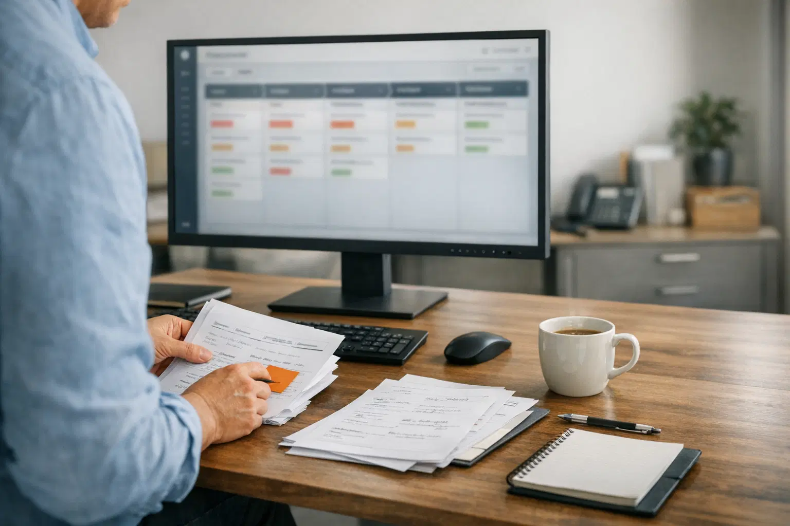 Vertriebsarbeitsplatz im Mittelstand mit klarer Pipeline-Uebersicht, Priorisierung und ruhiger operativer Steuerung.