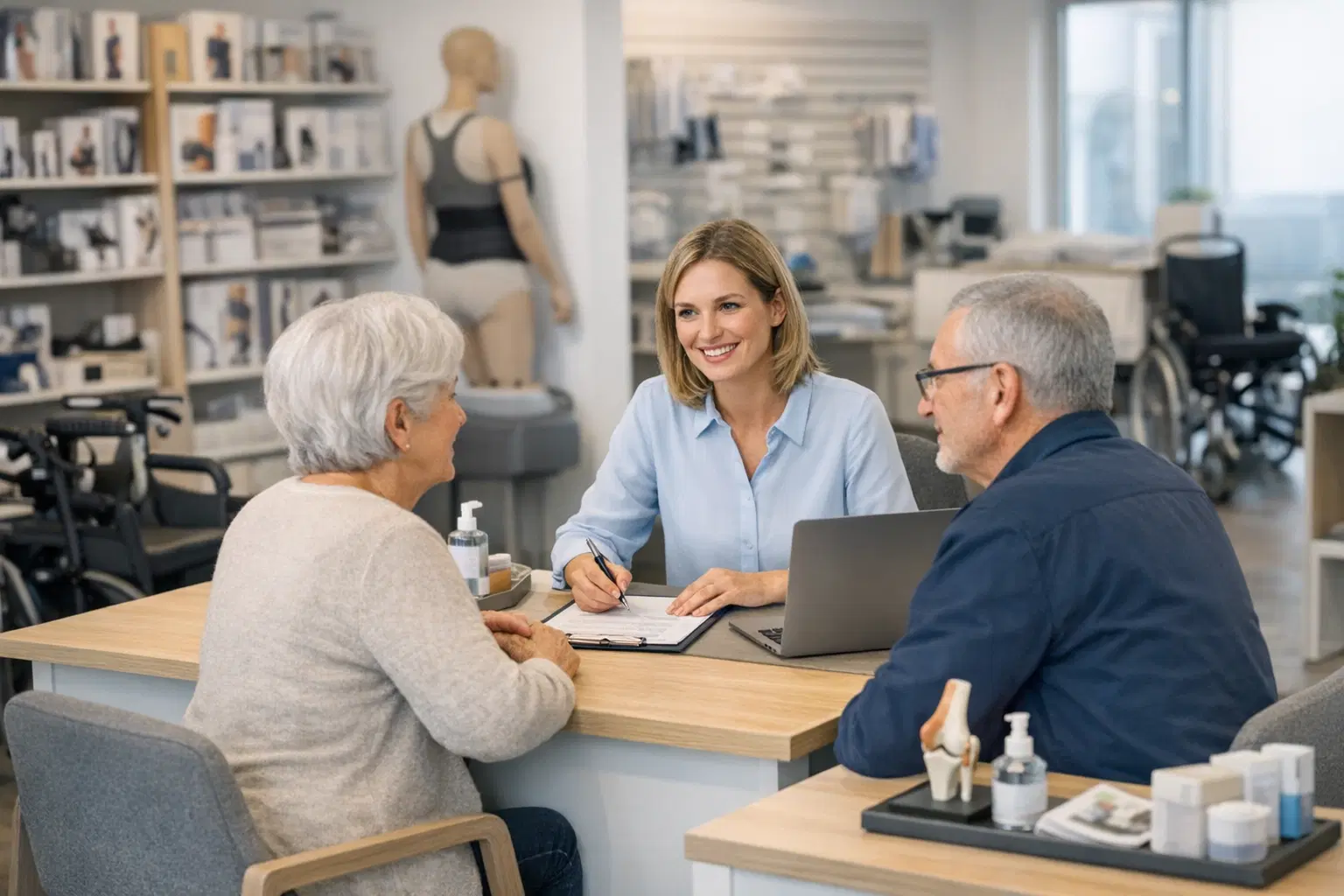 Sanitaetshaus mit Fachberatung, Serviceannahme und strukturierter Kundenkommunikation.